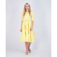 Ava and Lu Yellow Layered Collar Dress