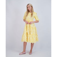 Ava and Lu Yellow Layered Collar Dress
