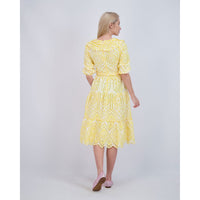 Ava and Lu Yellow Layered Collar Dress