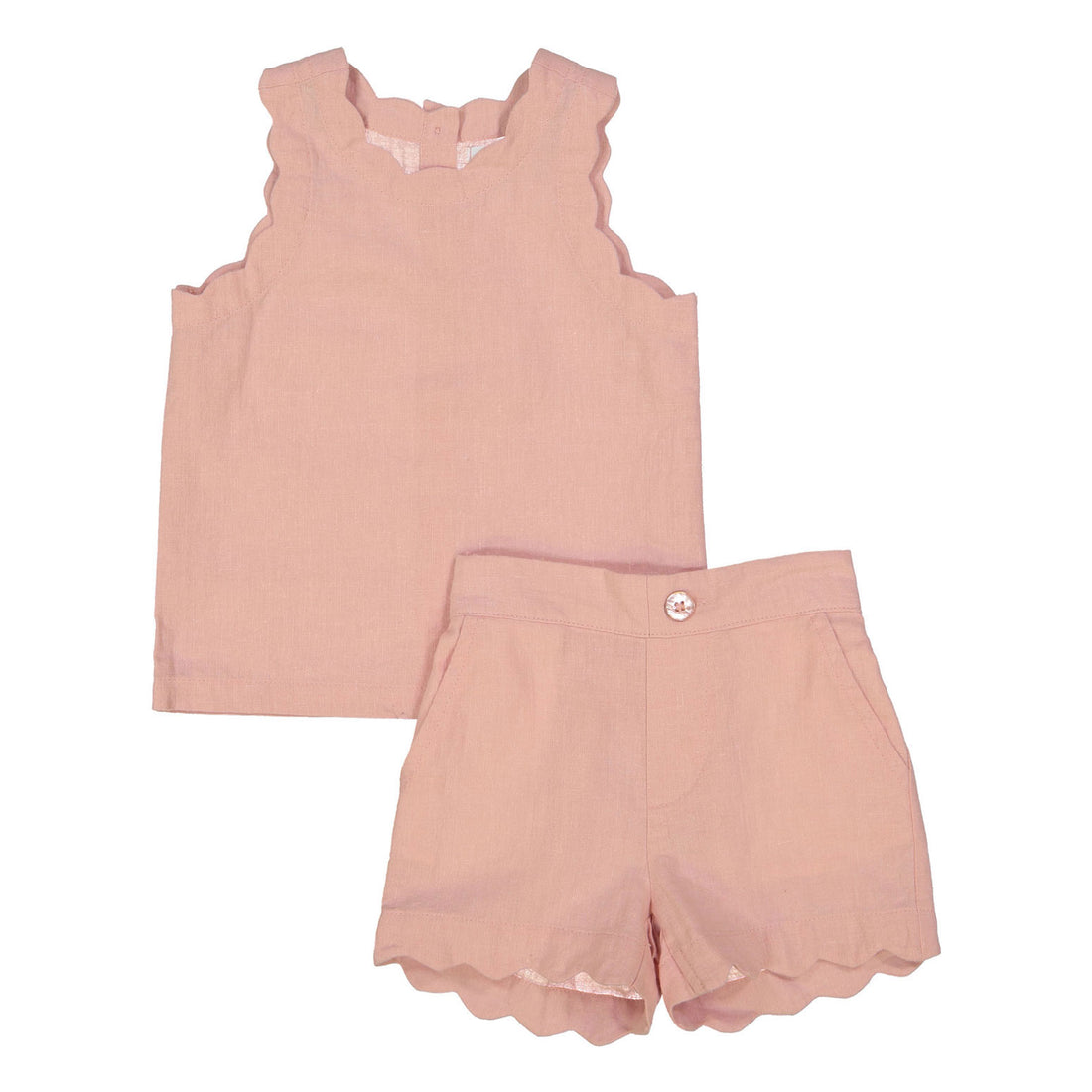 Coco Blanc Smoky Rose Baby Girl Linen Set
