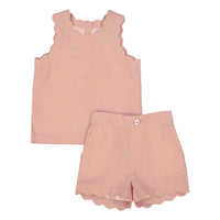 Coco Blanc Smoky Rose Baby Girl Linen Set