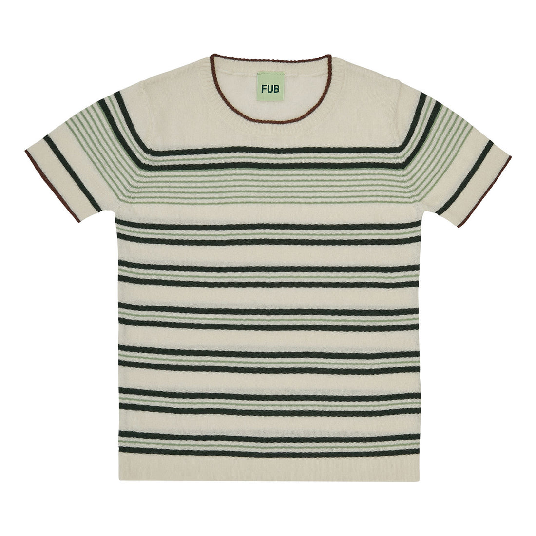 FUB Ecru/Deep Green Striped T-Shirt