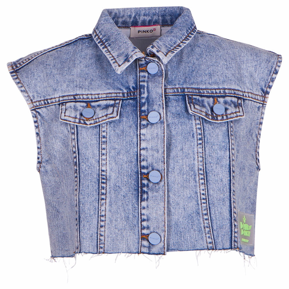 Pinko Denim Cropped Gilet