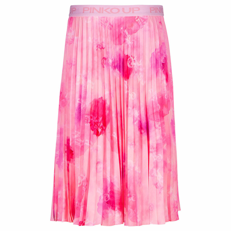 Pinko Floral Pleated Satin Skirt