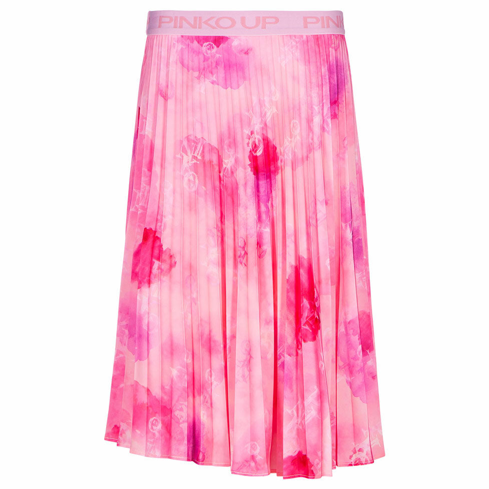 Pinko Floral Pleated Satin Skirt