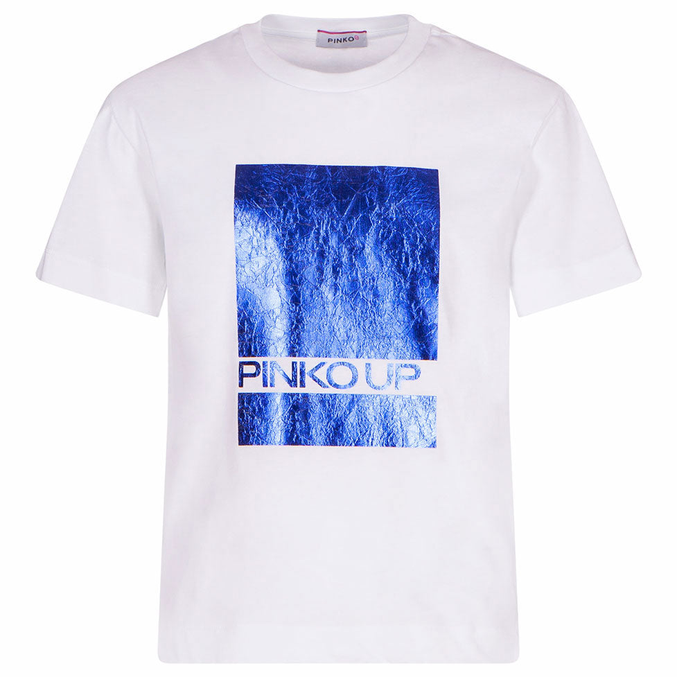Pinko Off White Metallic Detail Jersey Tee