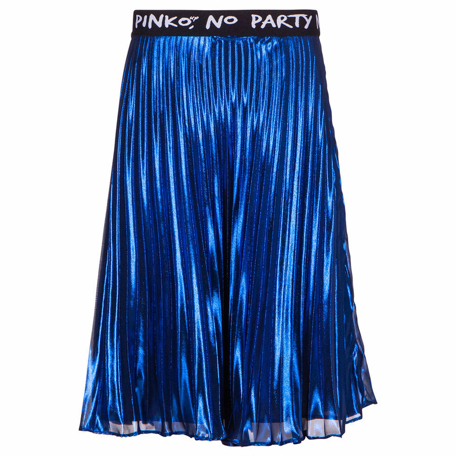 Pinko Blue Georgette Pleated Metallic Skirt