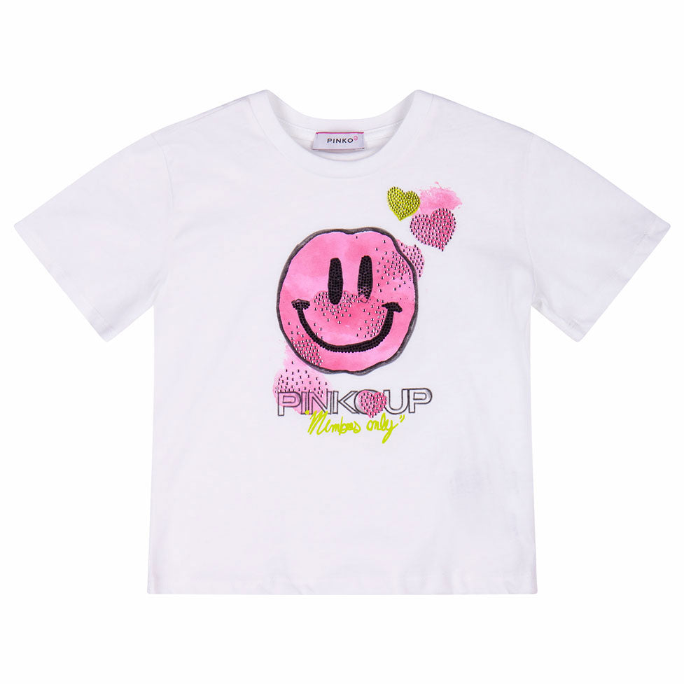 Pinko Smiley Satin Jersey Tee