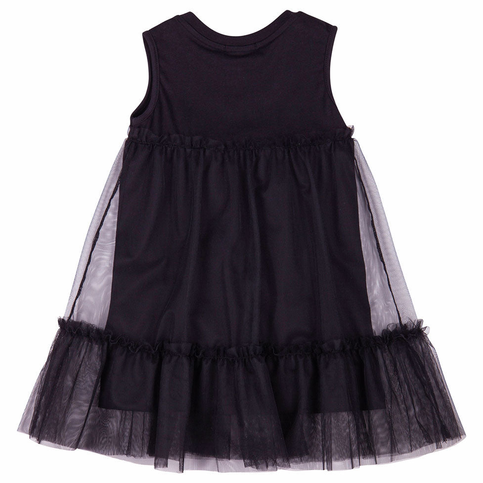 Pinko Black Jersey and Tulle Dress