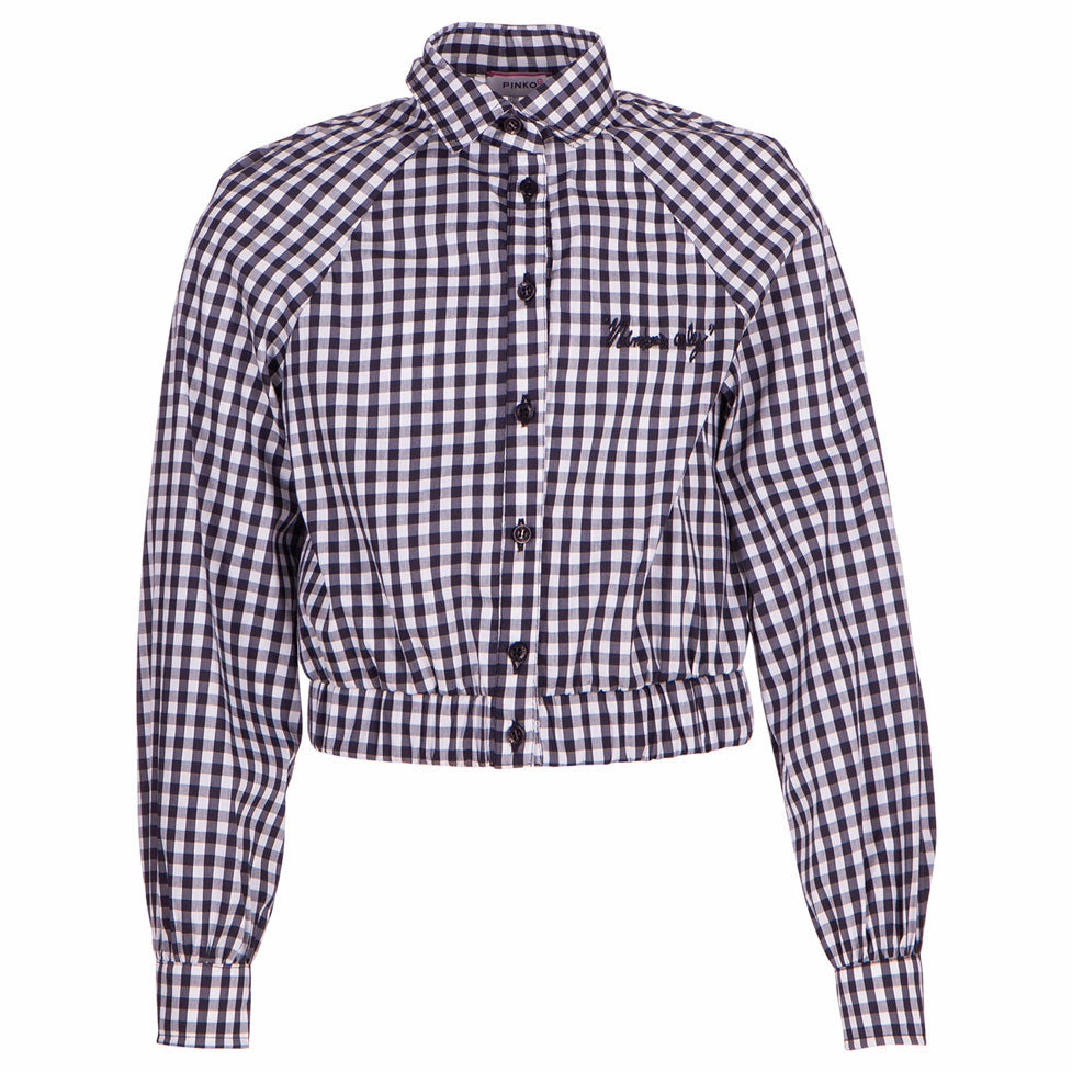 Pinko Black Gingham Cropped Blouse
