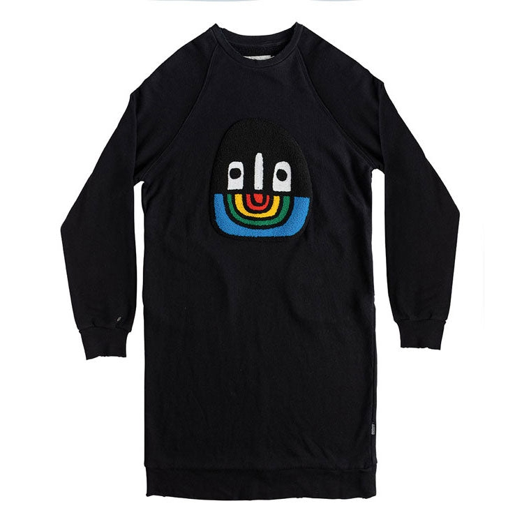 Nununu Black Womens Fuzzy Rainbow Smile A Dress
