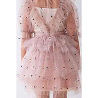 Petite Amalie Pink/Black Dotty Tulle Asymetric Skirt