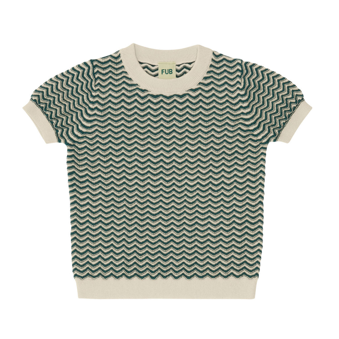 Fub Ecru/Deep Green Zigzag T-Shirt