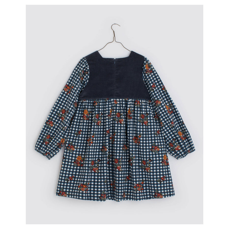 Little Cotton Clothes Rose Floral Check Nora Dress