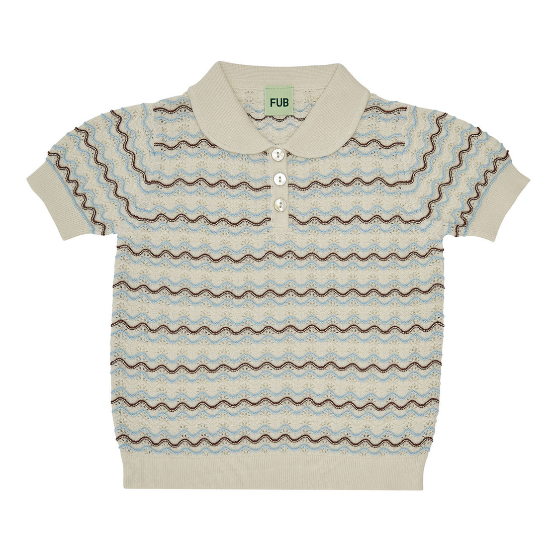 FUB Ecru/Glacier/Maroon Pointelle Polo