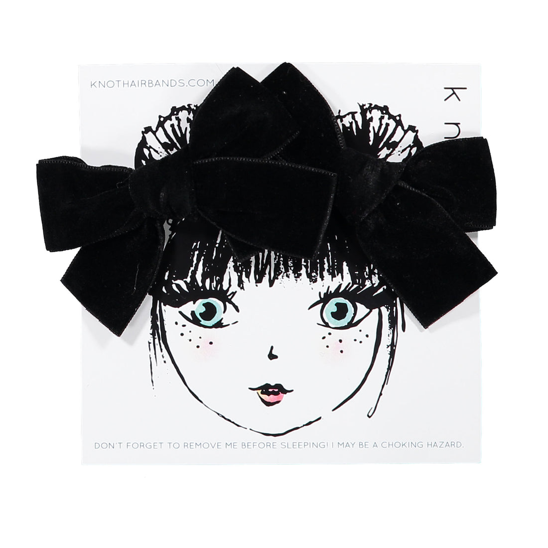Knot Hairbands Velvet Ribbon Bow Clip Set // Black