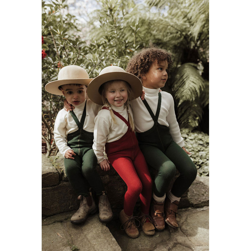 Silly Silas Dark Forest Green Footless Cotton Tights