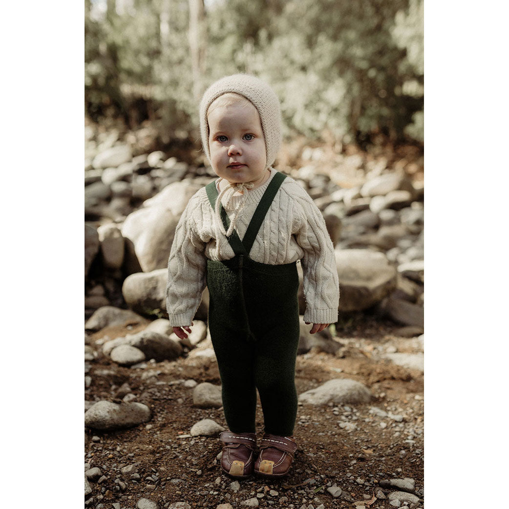 Silly Silas Dark Forest Green Teddy Warmy Cotton Tights