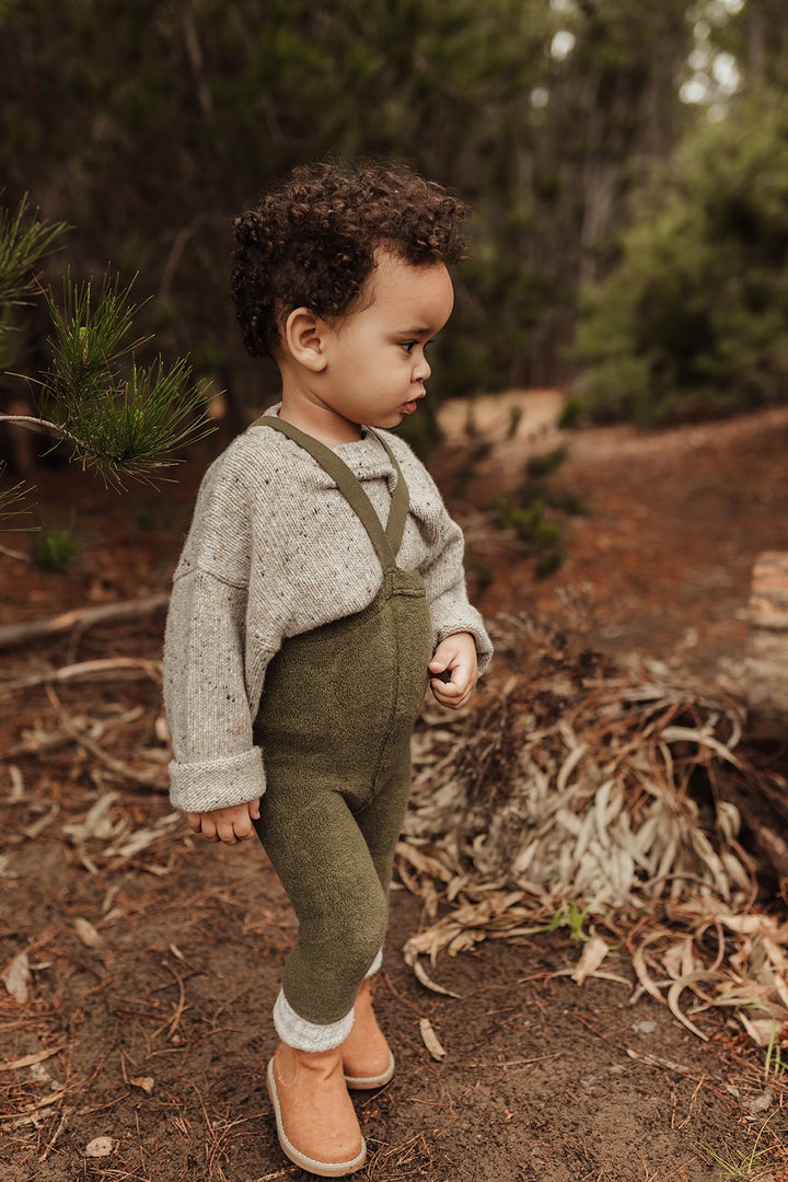Silly Silas Olive Teddy Warmy Footless Cotton Tights