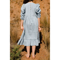 Steph Spotty Chambray Gathered Sleeve Dress