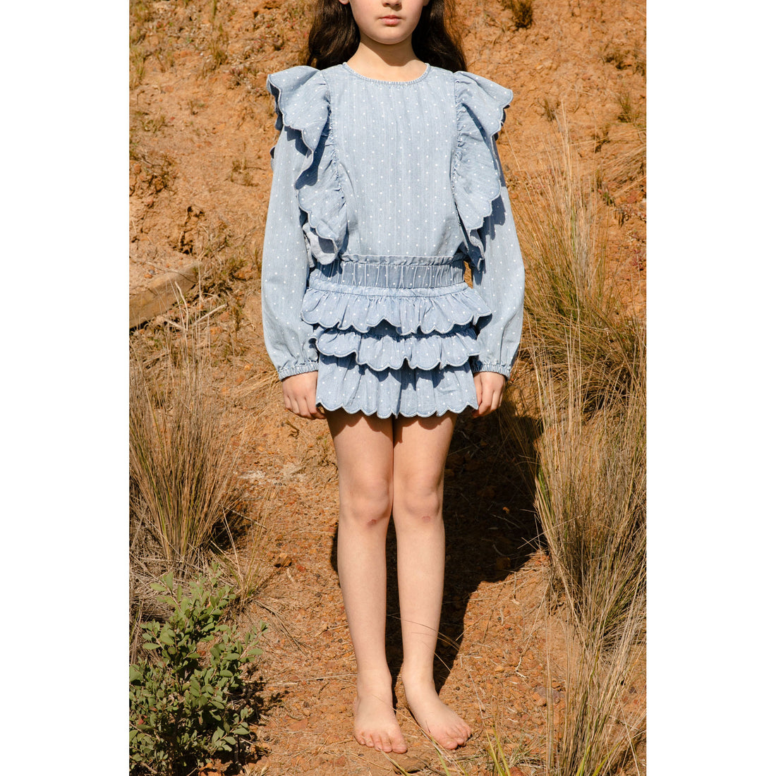 Steph Spotty Chambray  Skirt