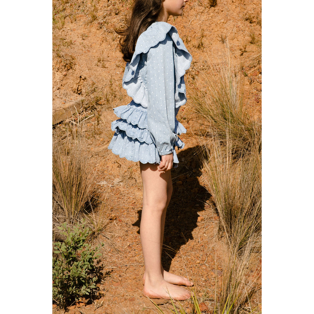 Steph Spotty Chambray  Skirt