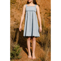 Steph Spotty Chambray Scallop Dress