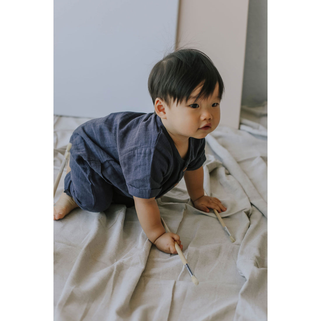 Jamie Kay Graphite Organic Cotton Muslin Ryan Onepiece
