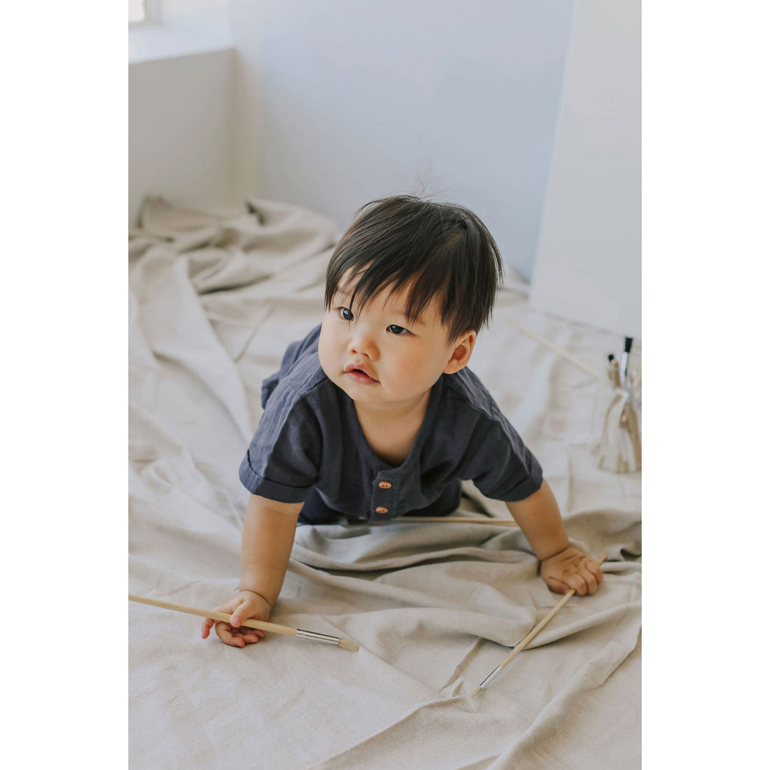 Jamie Kay Graphite Organic Cotton Muslin Ryan Onepiece