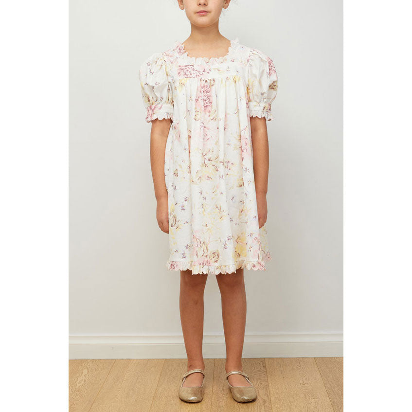 Petite Amalie Pink Print  Emily Linen Smock Dress