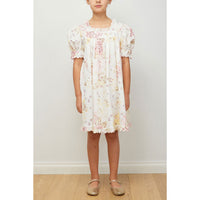 Petite Amalie Pink Print  Emily Linen Smock Dress