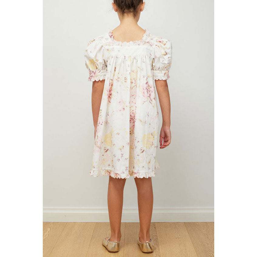Petite Amalie Pink Print  Emily Linen Smock Dress