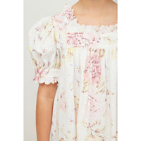 Petite Amalie Pink Print  Emily Linen Smock Dress