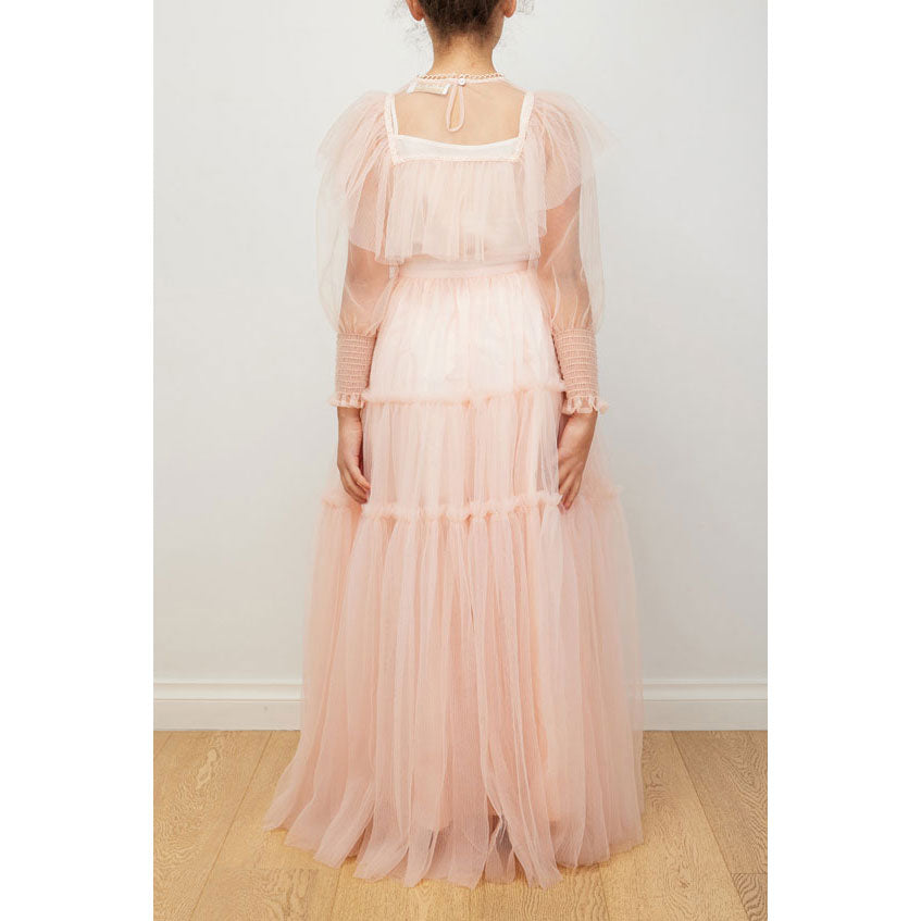 Petite Amalie Pale Pink Frilly Pleated Tulle Blouse