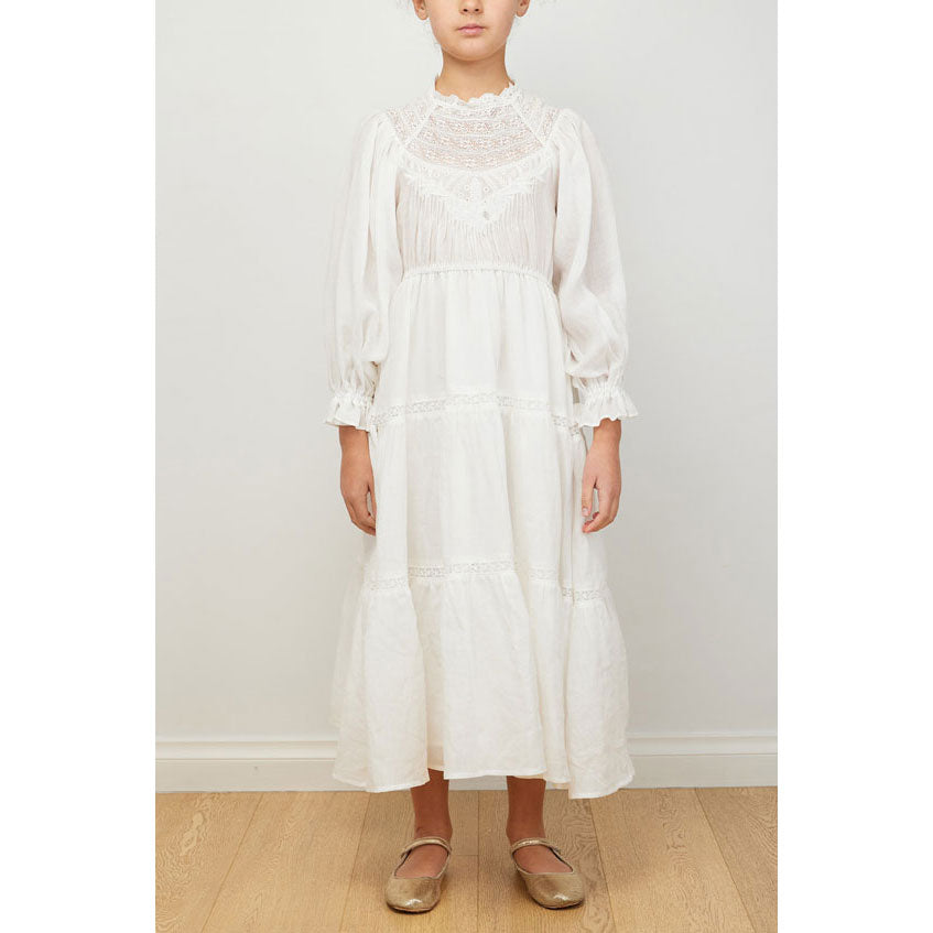 Petite Amalie White Long Heirloom Dress
