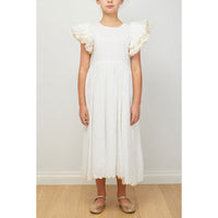 Petite Amalie White/Gold Scallop Dress