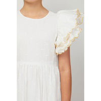 Petite Amalie White/Gold Scallop Dress