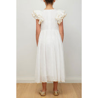 Petite Amalie White/Gold Scallop Dress