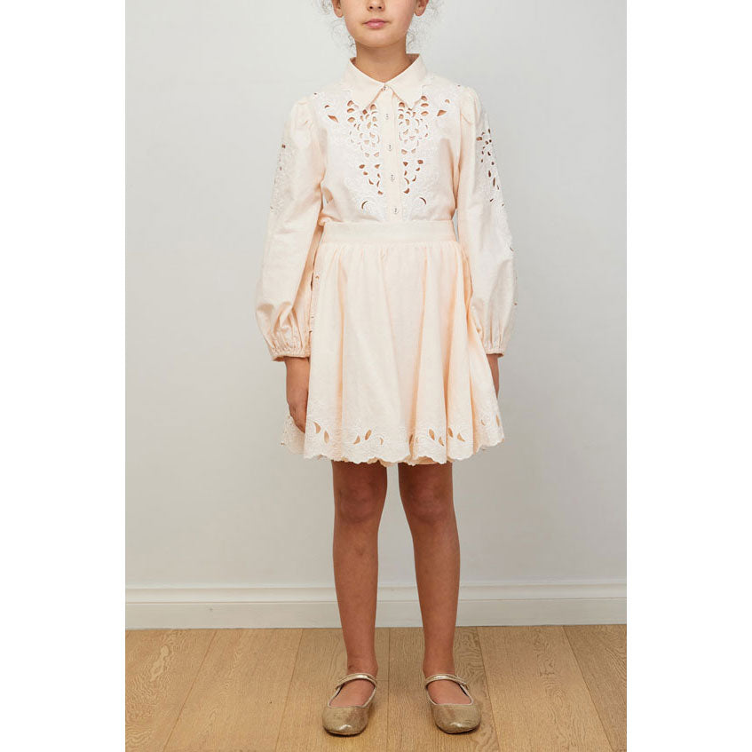Petite Amalie Peach/White Camilla Embroidered Linen Shirt – Ladida