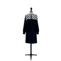Lemoniez Navy Crepe Squared Collar Marina Dress