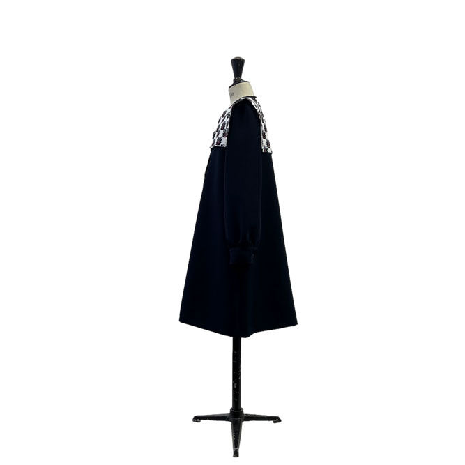 Lemoniez Navy Crepe Squared Collar Marina Dress