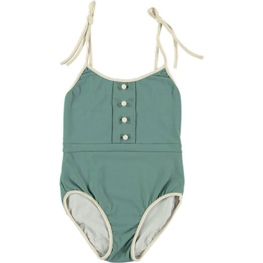 Belle Chiara Green Tea Cotton Lycra Button Swimsuit