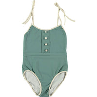 Belle Chiara Green Tea Cotton Lycra Button Swimsuit