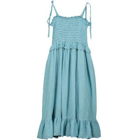 Belle Chiara Washed Turquoise Weft Muslin Smocked Dress