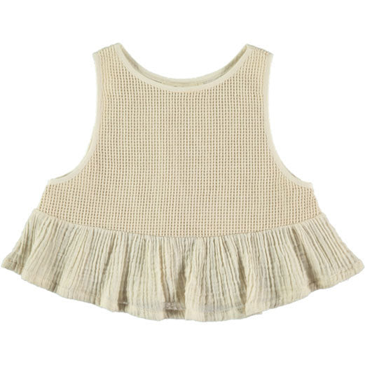 Belle Chiara Ecru Mesh Cototn Oversized Vest