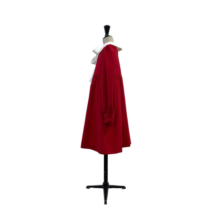 Lemoniez Red Crepe collar Foxtrot Dress
