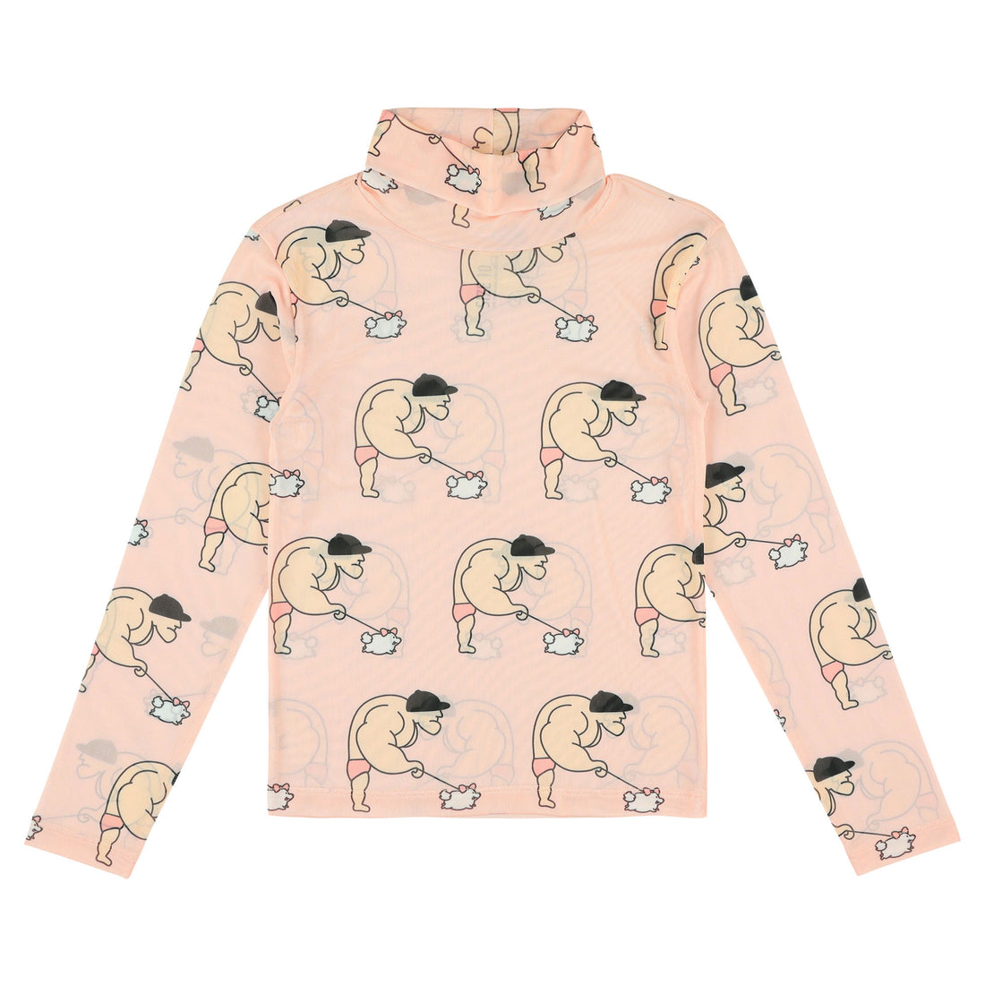 Caroline Bosmans Pink Our For A Walk Mesh Turtleneck