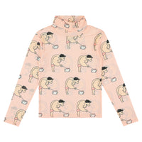 Caroline Bosmans Pink Our For A Walk Mesh Turtleneck