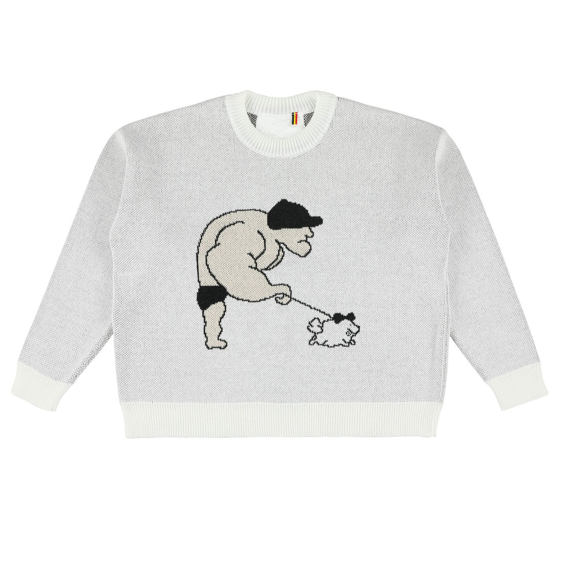 Caroline Bosmans White Man With Dog Knit Sweater