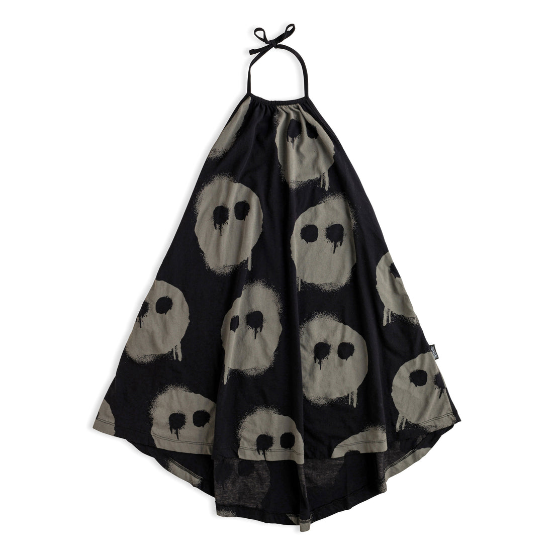 NUNUNU Black Melting Masks Collar Dress